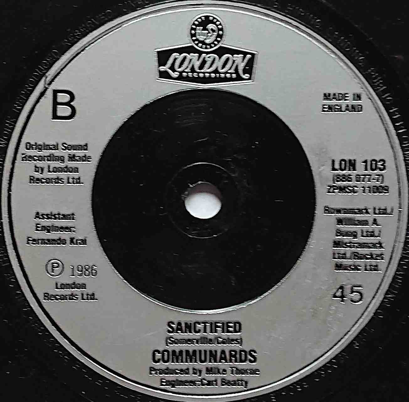 LON 103 Don't leave me this way Communards  Label